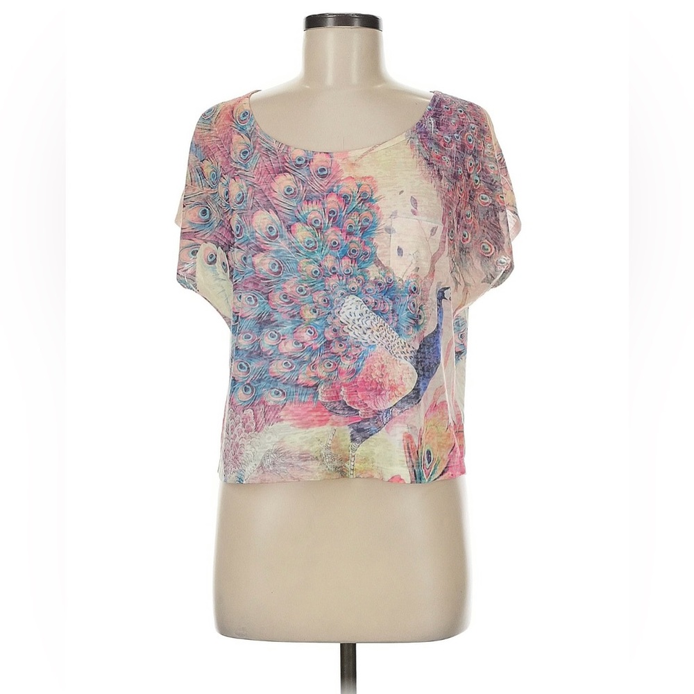 Forever 21 Peacock Print Multicolor Women's Top